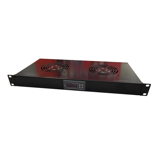 Ventilator panel za rek ormare 2 FAN-a sa termostatom, crne boje-01