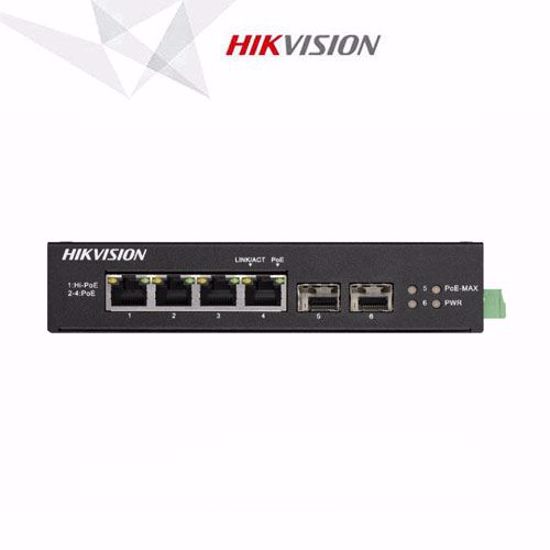 Slika od Hikvision DS-3T0506HP-E/HS 6-portni (4+2) industrijski gigabitni PoE switch